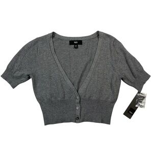 NWT Mossimo Women's Grey Short Sleeve Cropped Cardigan Sweater